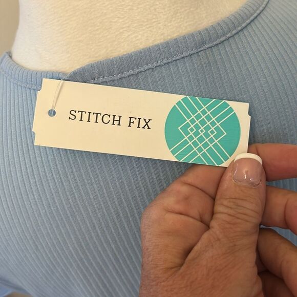 Staccato Marina light blue V neck flutter sleeve tee Size S New - Picture 6 of 9